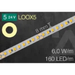 (24V,8mm,6W,160LEDs) Đèn LED dây HAFELE dòng 3141 833.76.206 833.76.207 (đơn sắc)