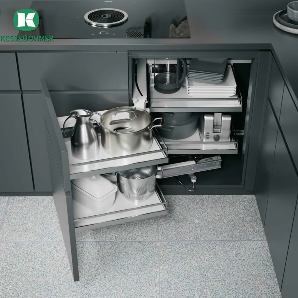 (K, 450mm, trái) Rổ góc Kesseböhmer 546.17.004 Magic corner (Xoay trái)