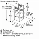 (90cm,779m3/h) Hút mùi BOSCH Series 4 DWB97BK61T (áp tường )