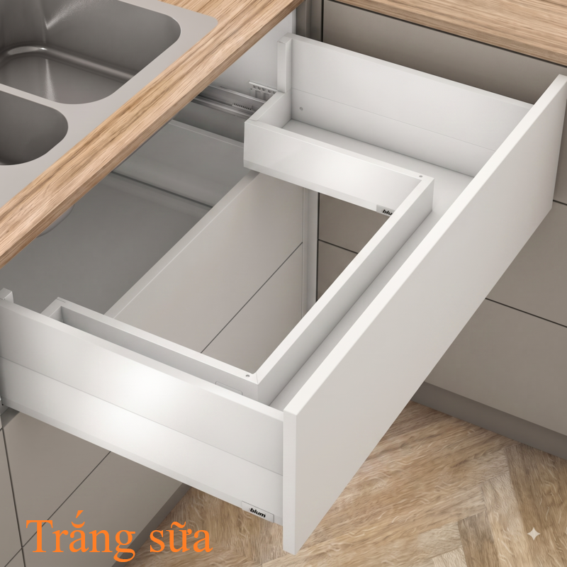 (Sink drawer,MERIVOBOX )Ngăn kéo dưới chậu rửa Blum MERIVOBOX R3 470M5002S SP-01 2313540 (Silk white matt)