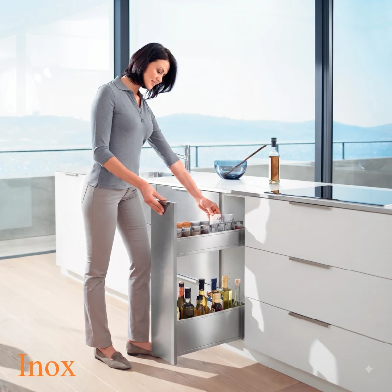 (M-C,LEGRABOX) Ngăn kéo hẹp Blum 770X50S0I TW 6400298 (INOX, SPACE TWIN)