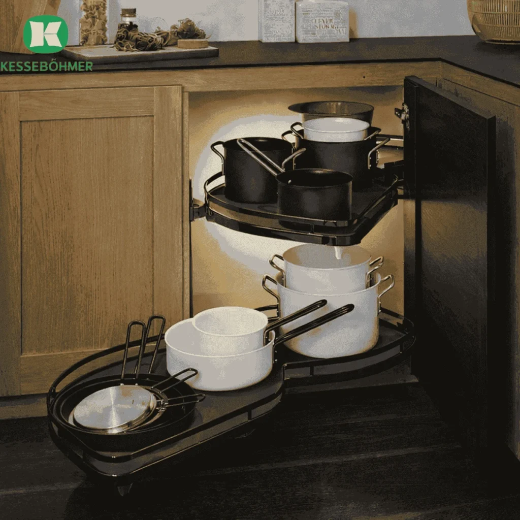 (K, 450mm, trái) Rổ góc Kesseböhmer 541.29.481 Lemans II (Xoay trái)