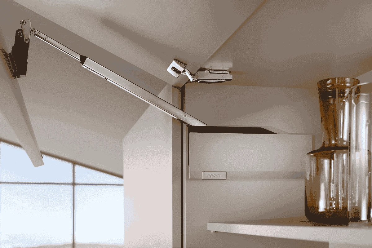 AVENTOS HF top là phiên bản tay nâng mở 2 cánh xếp gập lên trên