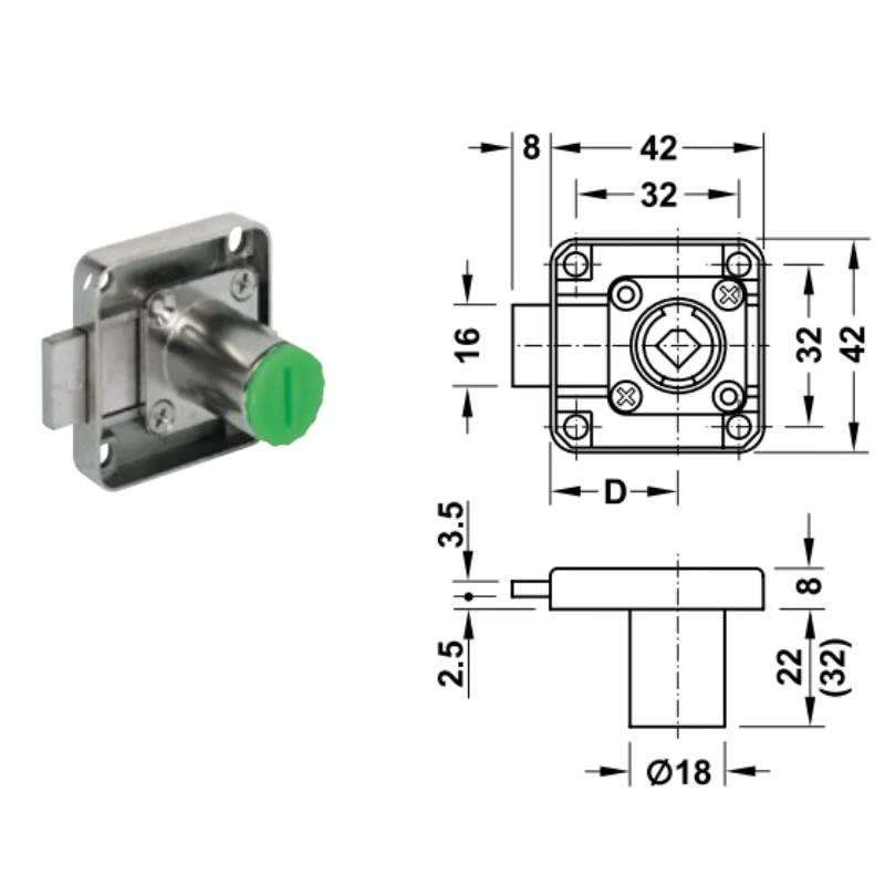 (22mm) Vỏ khóa vuông SYMO 3000 HAFELE 232.26.621