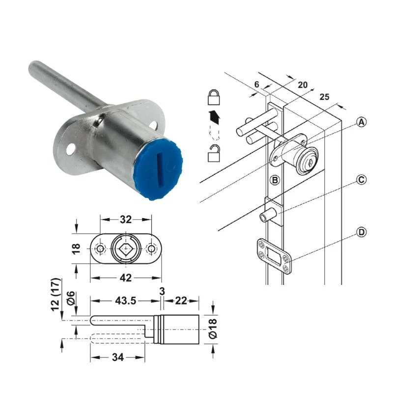 (17mm) Khoá trung tâm SYMO 3000 HAFELE 234.98.611