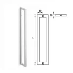 (SU316,CC.1075,L.1100mm) Tay nắm kéo vuông HAFELE 903.02.030 (inox316 mờ)