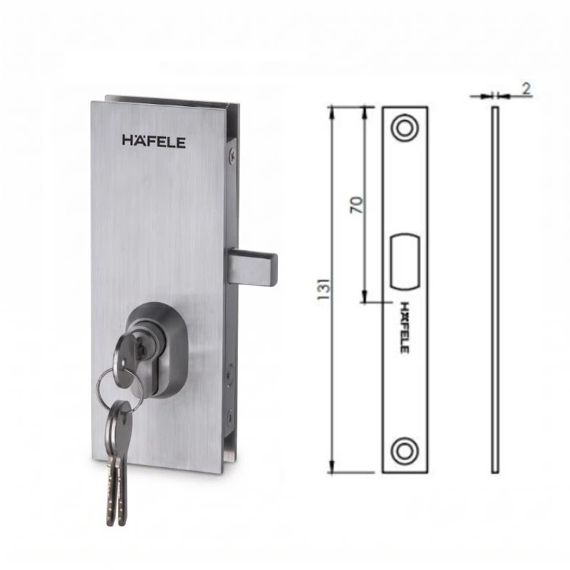 (Kính-tường,xoay trái) Khoá cửa kính tường HAFELE 981.59.080+981.59.040