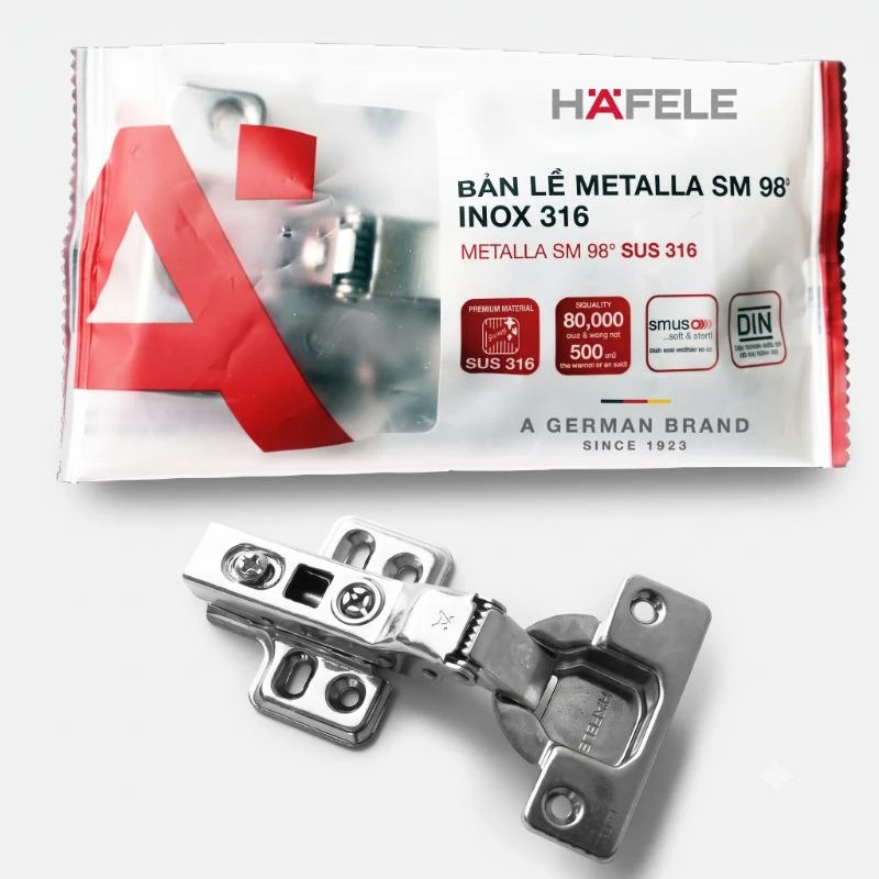 (SM,98°,GC,inox316) Bản lề tủ HAFELE giảm chấn 334.01.050 334.01.051 334.01.052 DIY METALLA SM 98°