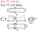 (80kg,EN2-4,NHO,lắp nổi,F) Đóng cửa tự động HAFELE 931.77.129 (Tay co thuỷ lực)