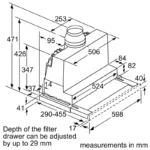 (60cm,399m3/h) Hút mùi BOSCH Series 4 DFS067A51B (Rút)