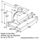 (90cm,397m3/h) Hút mùi BOSCH Series 4 DFS097A51B (Rút)